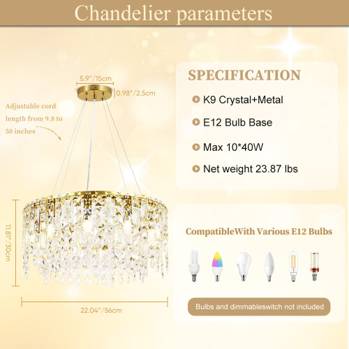 gold Copper Color crystal chandelier